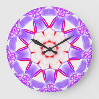 Söt Lila Flower Fractal Stor Klocka