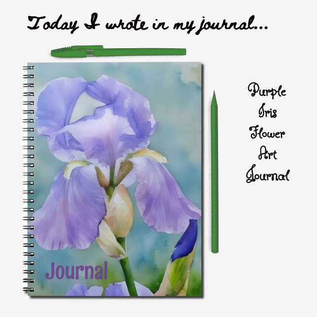 Söt Lila Flower Iris Art Journal Personalize Anteckningsbok (Pretty Iris Flower Art Journal)