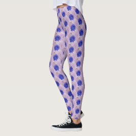 Söt Lila Flower Mönster med Rosa Bakgrund Leggings