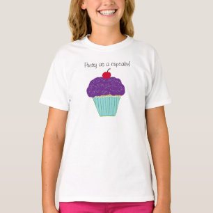 Söt Lila Frosting Cherry Cuptårta Girls Shirt Tröja