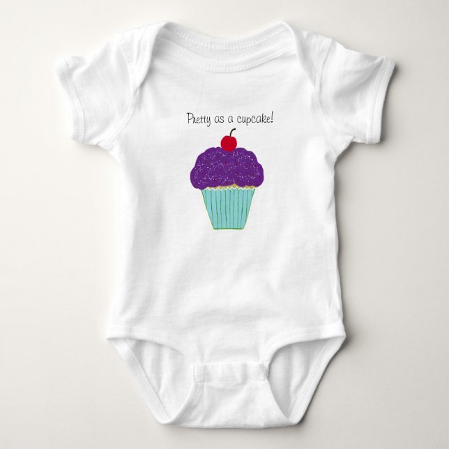 Söt Lila Frosting Cherry Cuptårta Infant Shirt Tröja (Framsida)
