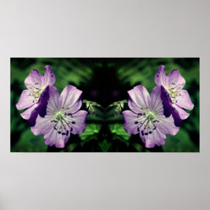 Söt Lila Geranium Flower Pair Spegel Abstrakt Poster