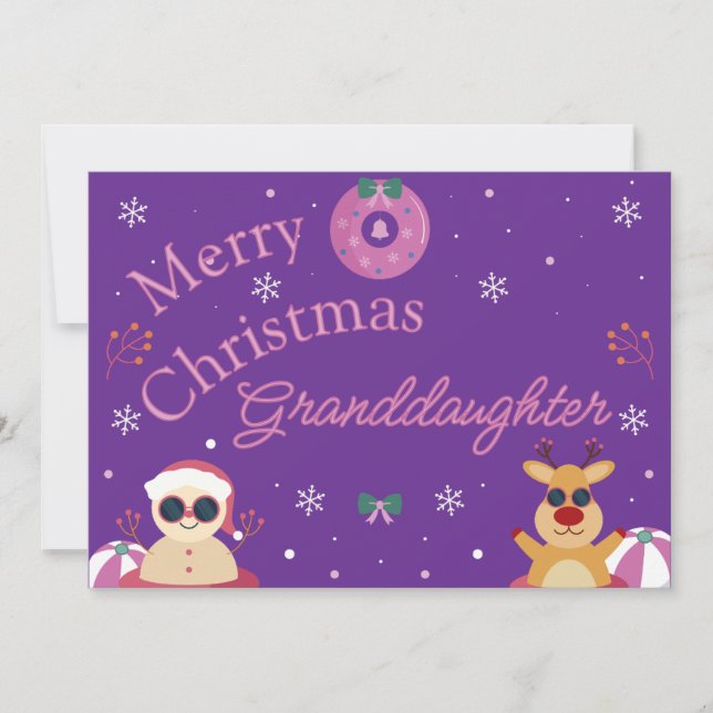 Söt lila God Jul barnbarn  Julkort (Framsida)