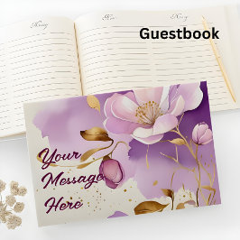 Söt Lila Guld Blommigt Gästböcker