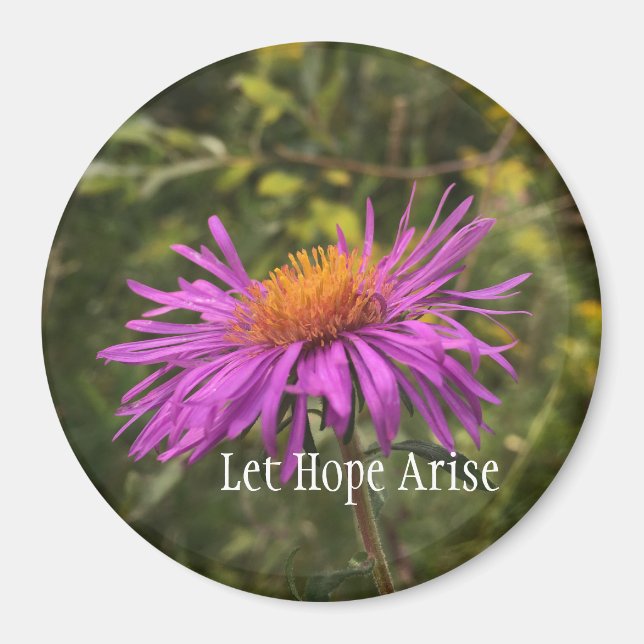 Söt Lila Guld Flower Inspirational Hope Quote Magnet (Framsidan)