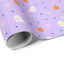Söt lila Halloween-spök-mönstrad presentpapper