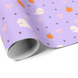 Söt lila Halloween-spök-mönstrad presentpapper