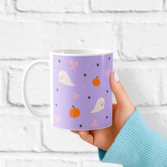 Söt lila Halloween-spök-mugg med mönster Kaffemugg (Skapare uppladdad)