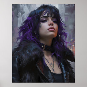 Söt lila-hårig flicka poster