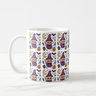 Söt lila häxa Halloween-mönster Kaffemugg