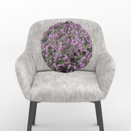 Söt Lila Heather Blommigt Rund Kudde
