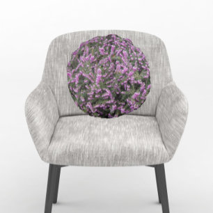 Söt Lila Heather Blommigt Rund Kudde