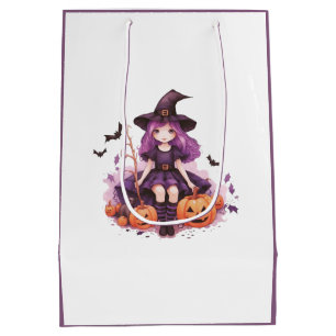 Söt Lila Hjärt Witch Pumpkins & Fladdermus