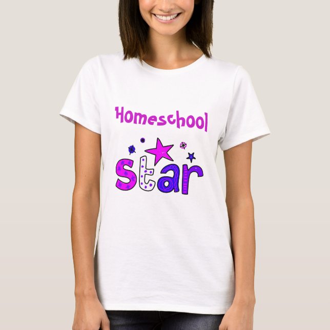 Söt Lila Home School Star T-shirt (Framsida)