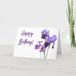 Söt Lila iris-blomman Grattis på födelsedagen bra  Tack Kort