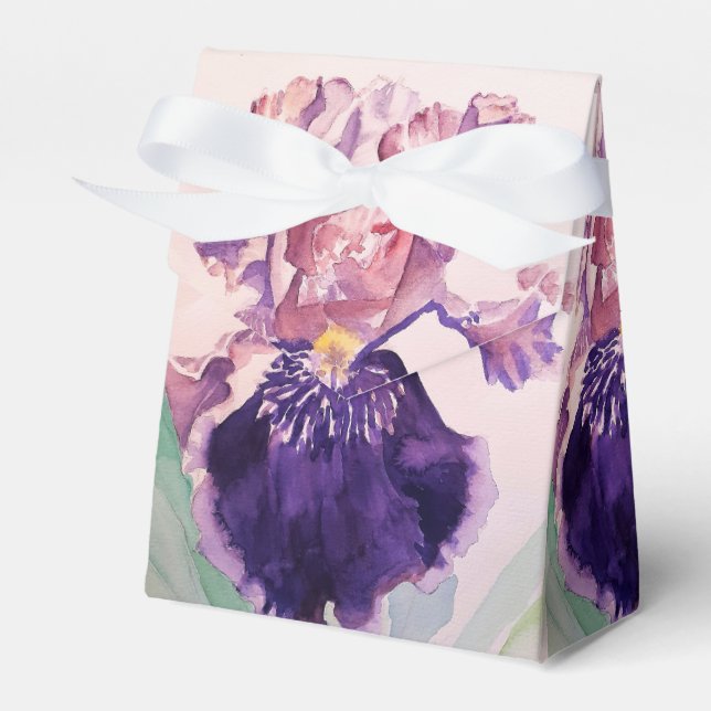 Söt Lila Iris Blommigt Birthday Cake Favbox Presentaskar (Framsidan Sidan)