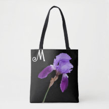 Söt lila iris blommigt boho M monogram söt