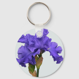 Söt Lila Iris Blommigt Photo Nyckelring