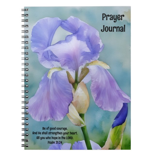 Söt Lila Iris Flower Art Prayer Journal Anteckningsbok (Framsidan)