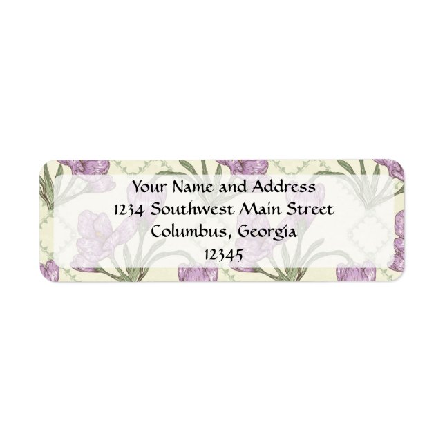 Söt Lila Iris Flower Mönster Returadress Etikett (Framsidan)