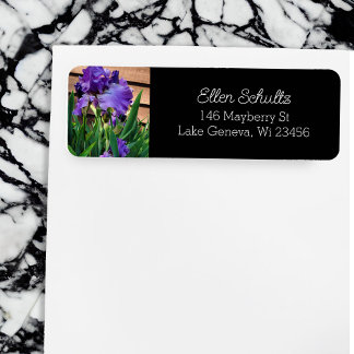 Söt Lila Iris Flowers Returadress Etikett