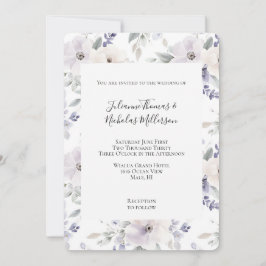 Söt Lila Ivory Lavender Flowers Bröllop Inbjudningar