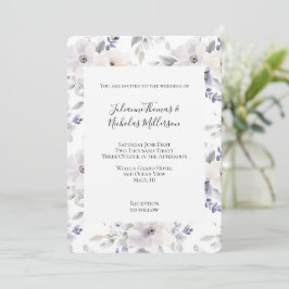 Söt Lila Ivory Lavender Flowers Bröllop Inbjudningar
