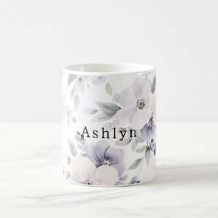 Söt Lila Ivory Lavender Flowers Kaffemugg
