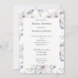 Söt Lila Ivory Lavender Flowers Möhippa Inbjudningar