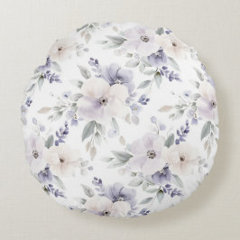 Söt Lila Ivory Lavender Flowers Rund Kudde