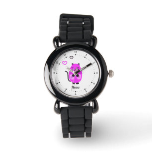 Söt lila katt armbandsur