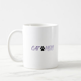Söt lila kattmamma tassavtryck kaffemugg | Kattung