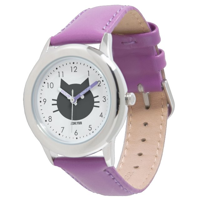 Söt Lila Kattunge Armbandsur (Vinklad)