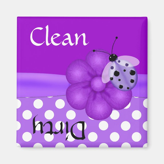 Söt Lila Ladybug Dishwasher Magnet (Framsidan)