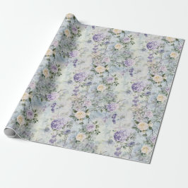 Söt Lila Lavender Vit ros Blommigt Bröllop Presentpapper