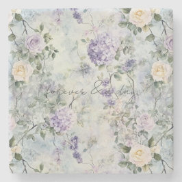 Söt Lila Lavender Vit ros Blommigt Bröllop Stenunderlägg
