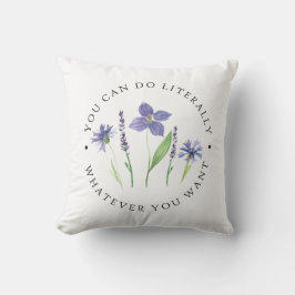 Söt Lila & Lavender Watercolor Wildblomma Kudde