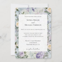 Söt Lila Lavender White Flowers Bröllop Inbjudningar