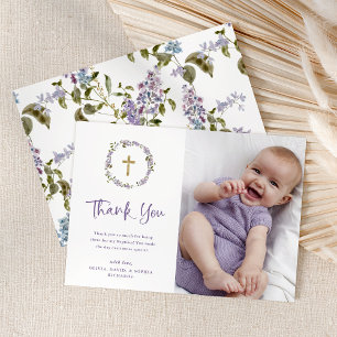 Söt Lila Lilac WAN and Photo Baptism Tack Kort
