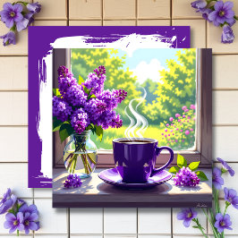 Söt Lila Lilacs and Coffee Black Kort
