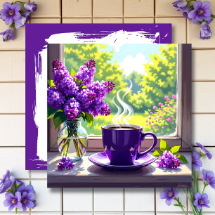 Söt Lila Lilacs and Coffee Black Kort