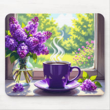 Söt Lila Lilacs och kaffe