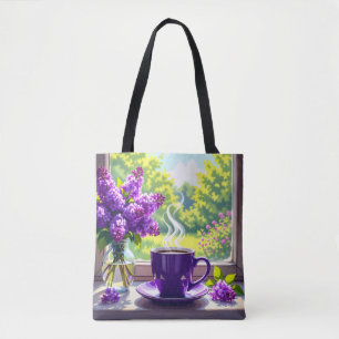 Söt Lila Lilacs och kaffe Tygkasse