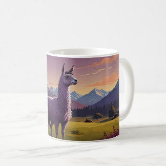 Söt lila llama kaffemugg