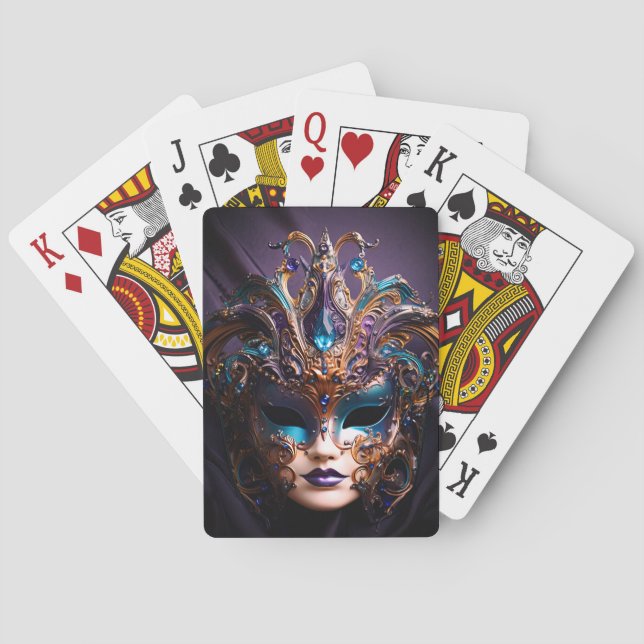 Söt Lila MasqueraMasks Mardi Gras Casinokort (Baksidan)