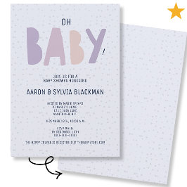 Söt lila minimalistisk könsneutral Oh Baby Shower Inbjudningar