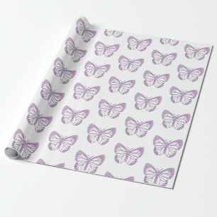 Söt Lila och avfall av vit fjäril Presentpapper