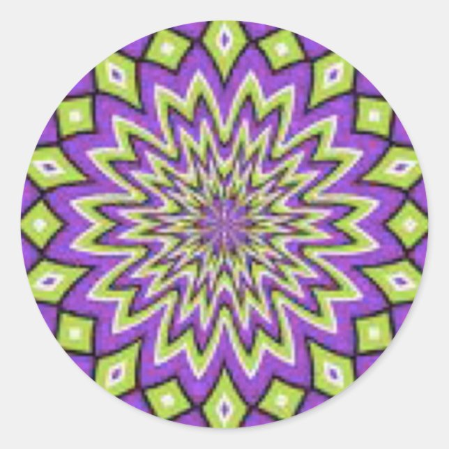 Söt lila och grönt runt klistermärke (Framsida)