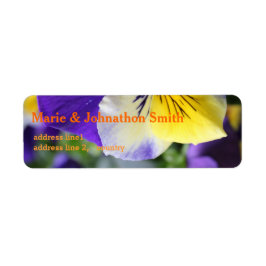 söt lila och gult Pansy-blommor Returadress Etikett