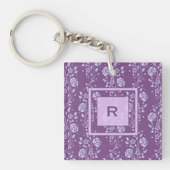 Söt Lila och Lilac Söt Blommigt Monogram (Framsidan)